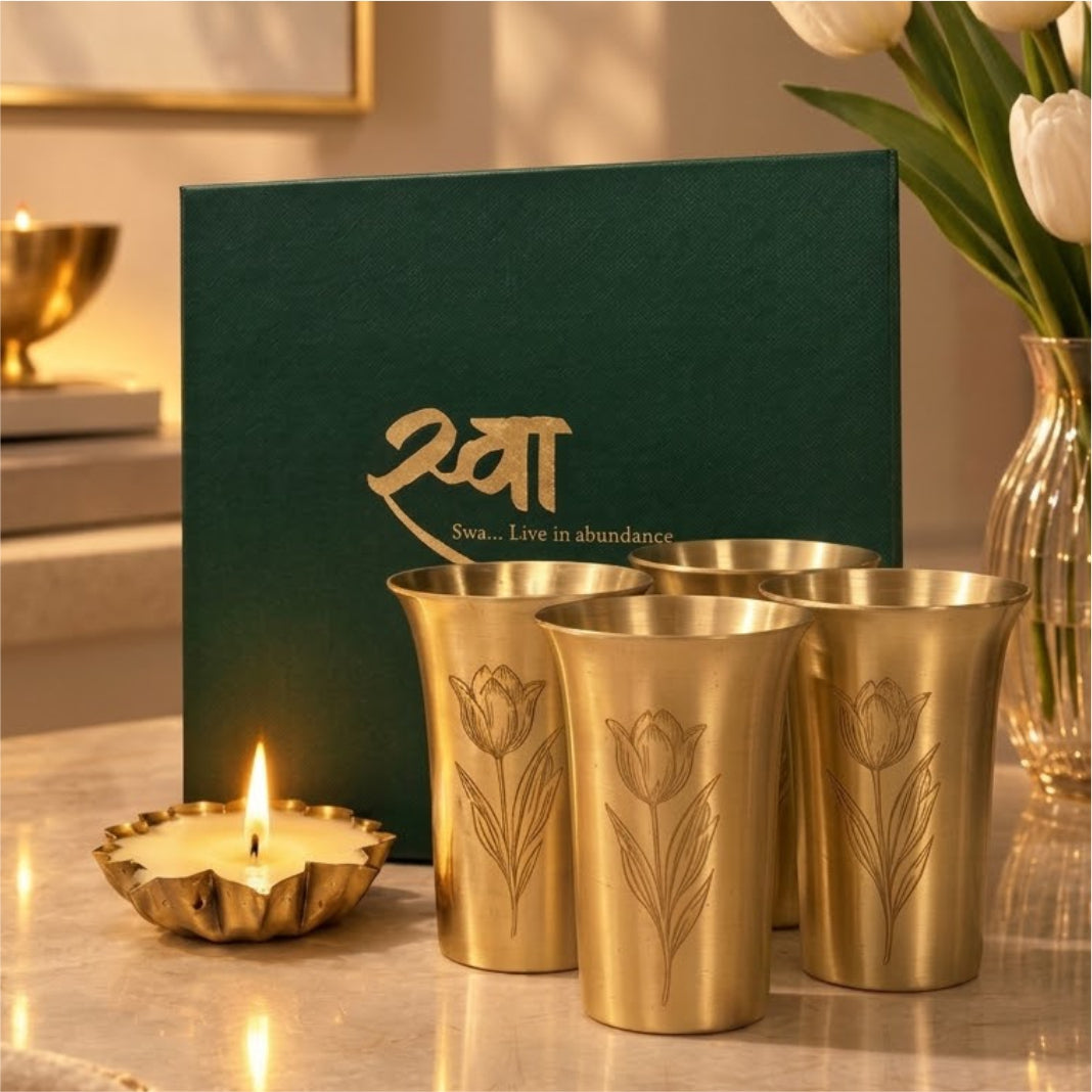 Gift Set Brass-TULIP GLASS(Set of 4)