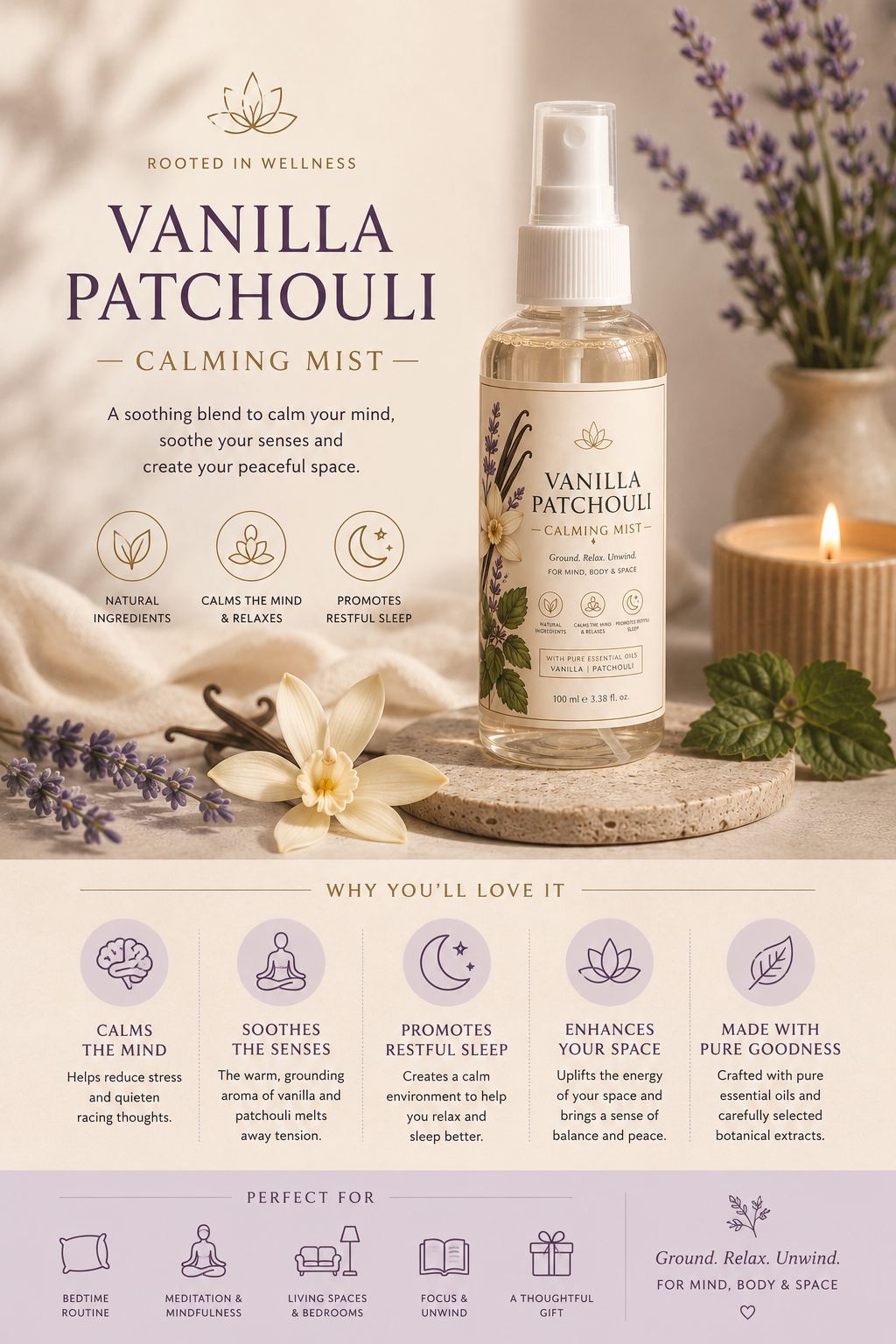 Vanilla Patchouli Calming Mist