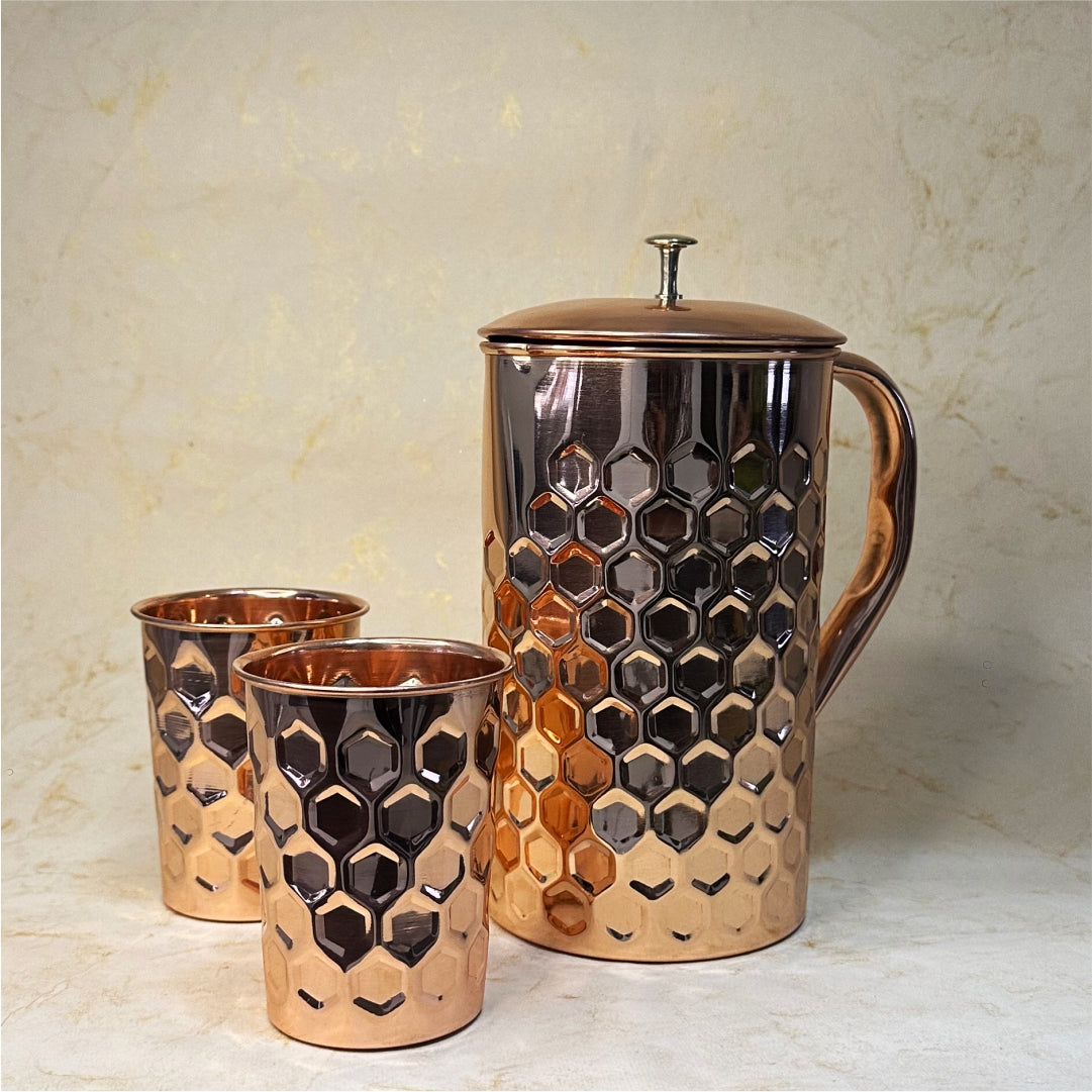 Copper Jug with Glasses Set