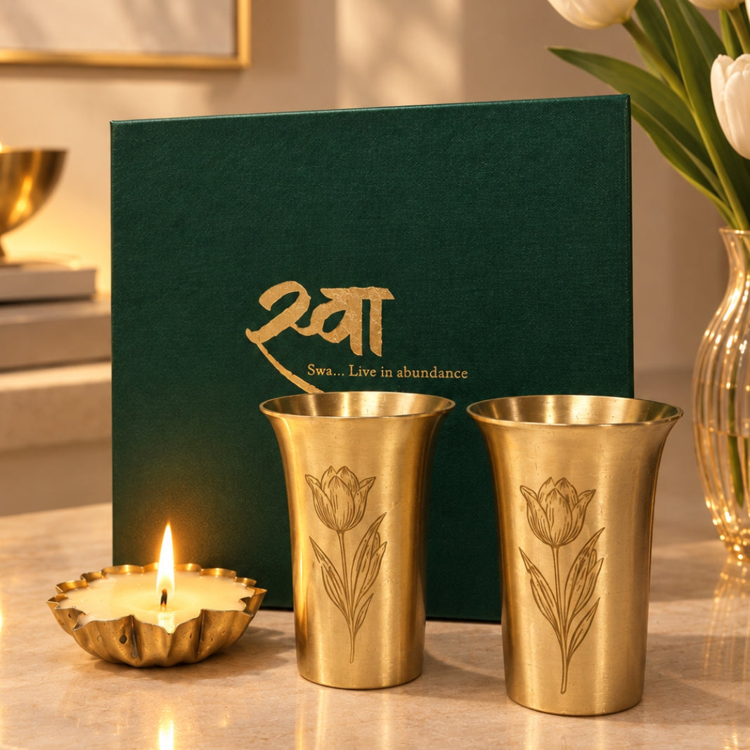 Gift Set Brass-TULIP GLASS(Set of 2)