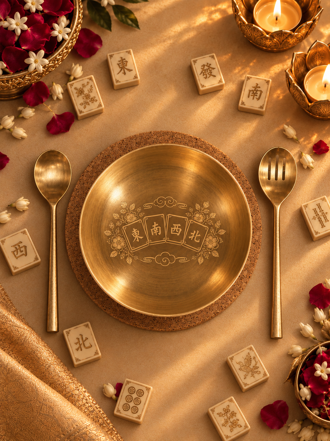 Gift Set Bronze-Mahjong Winds Salad Bowl Set