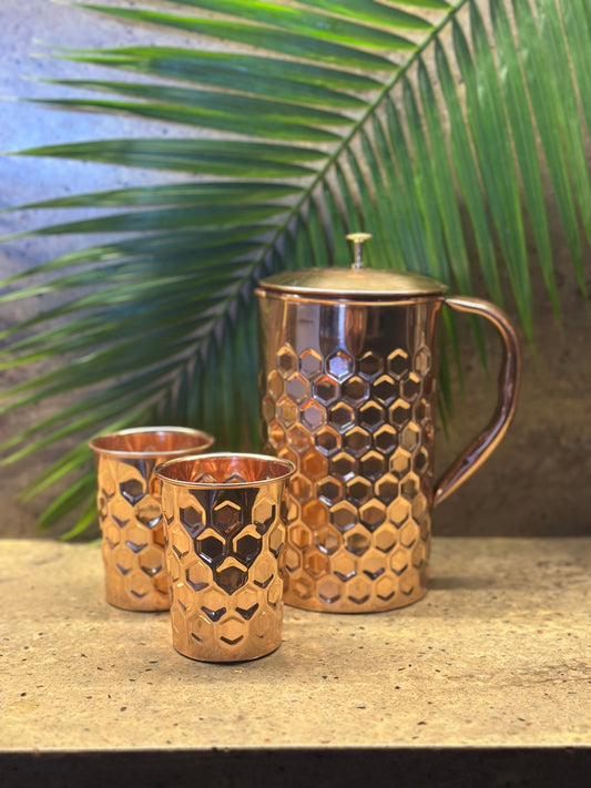 Copper Jug with Glasses Set
