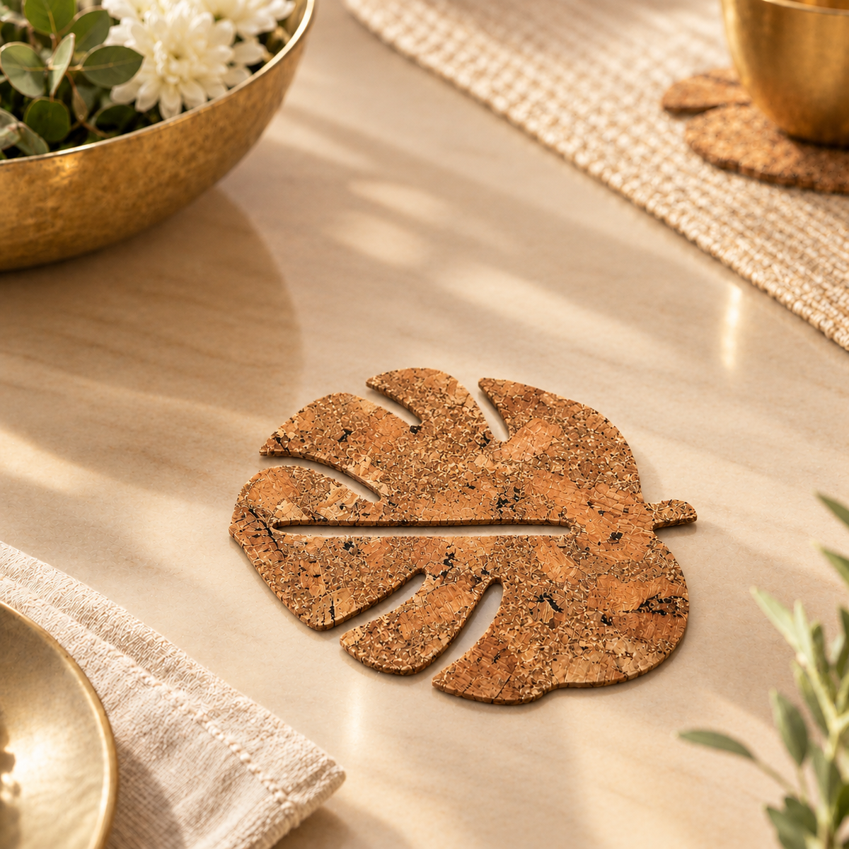 Leaf Cork Coasters set of 6