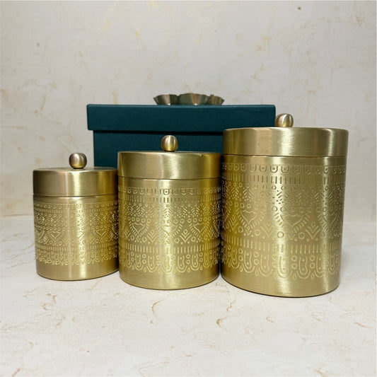 Uphaar Brass Containers Srt of 3 & Diya Gift Box