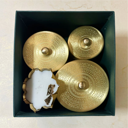 Uphaar Brass Containers Srt of 3 & Diya Gift Box