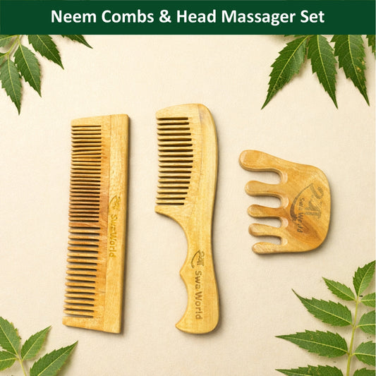 Neem Combs & Neem Head Massager Set