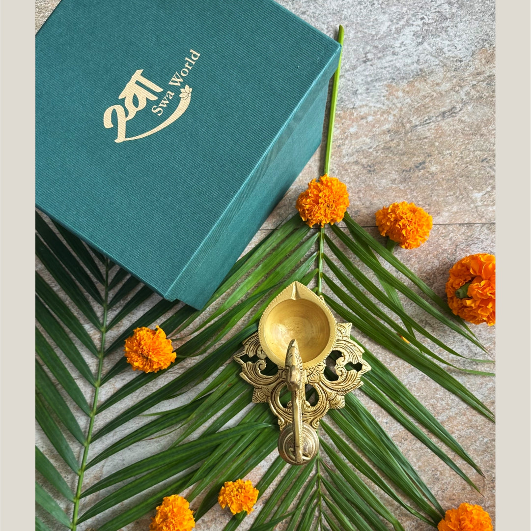 Peacock Diya with Bell