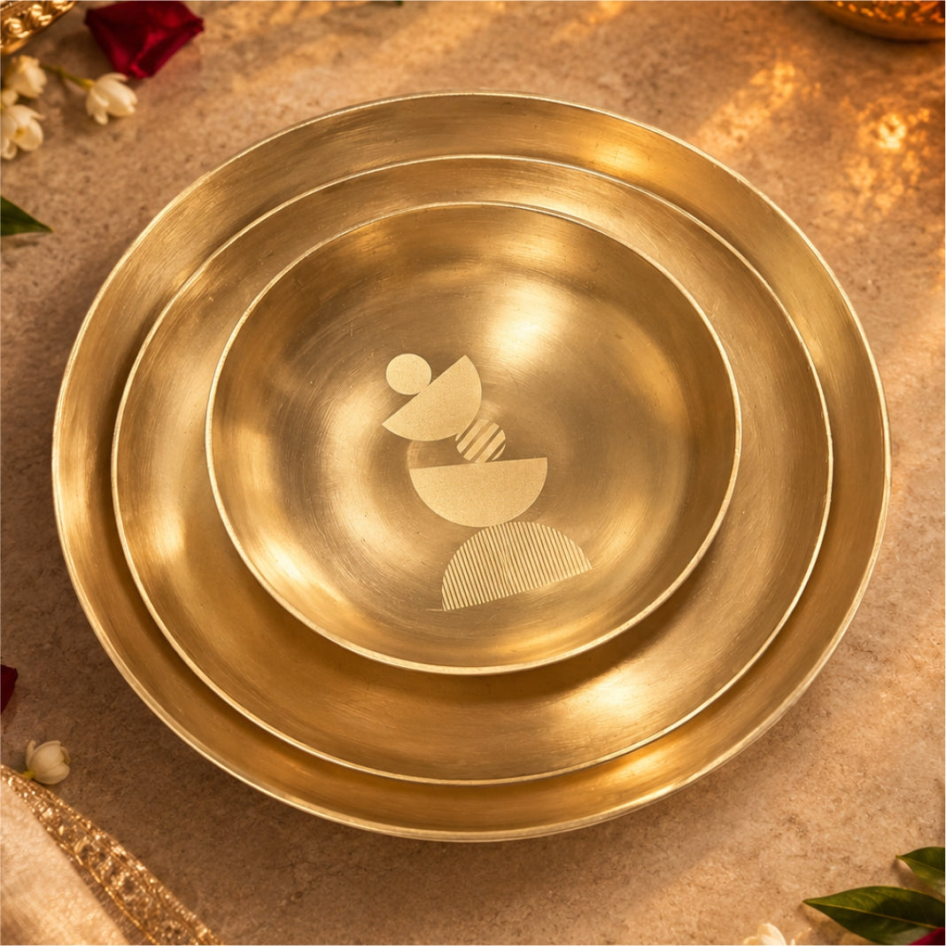 Gift Set Bronze-SAMATTVA Set of 3 Serving Plates