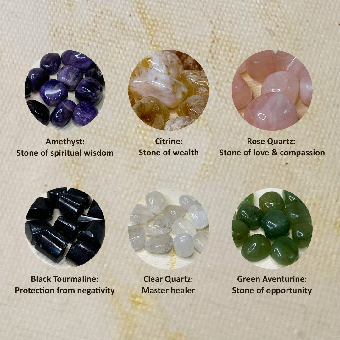 Abundance Tumbles Set with Round Selenite Plate