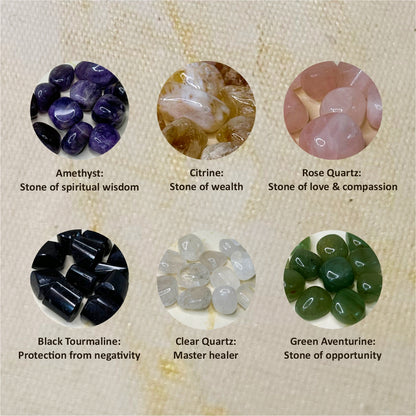 Abundance Tumbles Set with Round Selenite Plate
