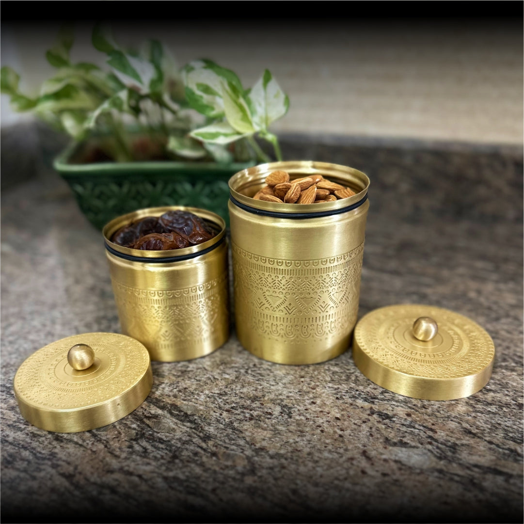 Uphaar Brass Containers Set of 2 & 2 Diyas Gift Box