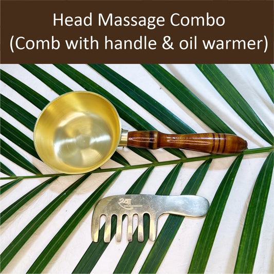 Head Massage Combo (Comb with handle & oil warmer)